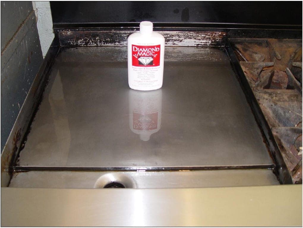 Commercial Griddle after Diamond Magic cleaning