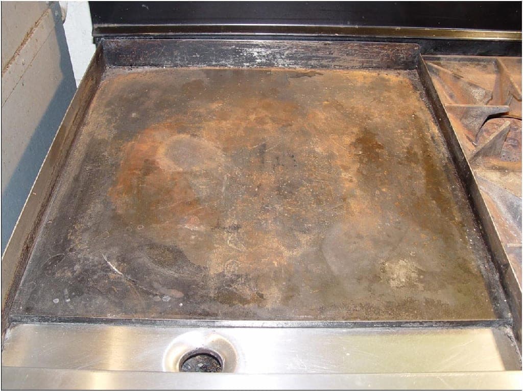 Commercial Griddle before Diamond Magic cleaning